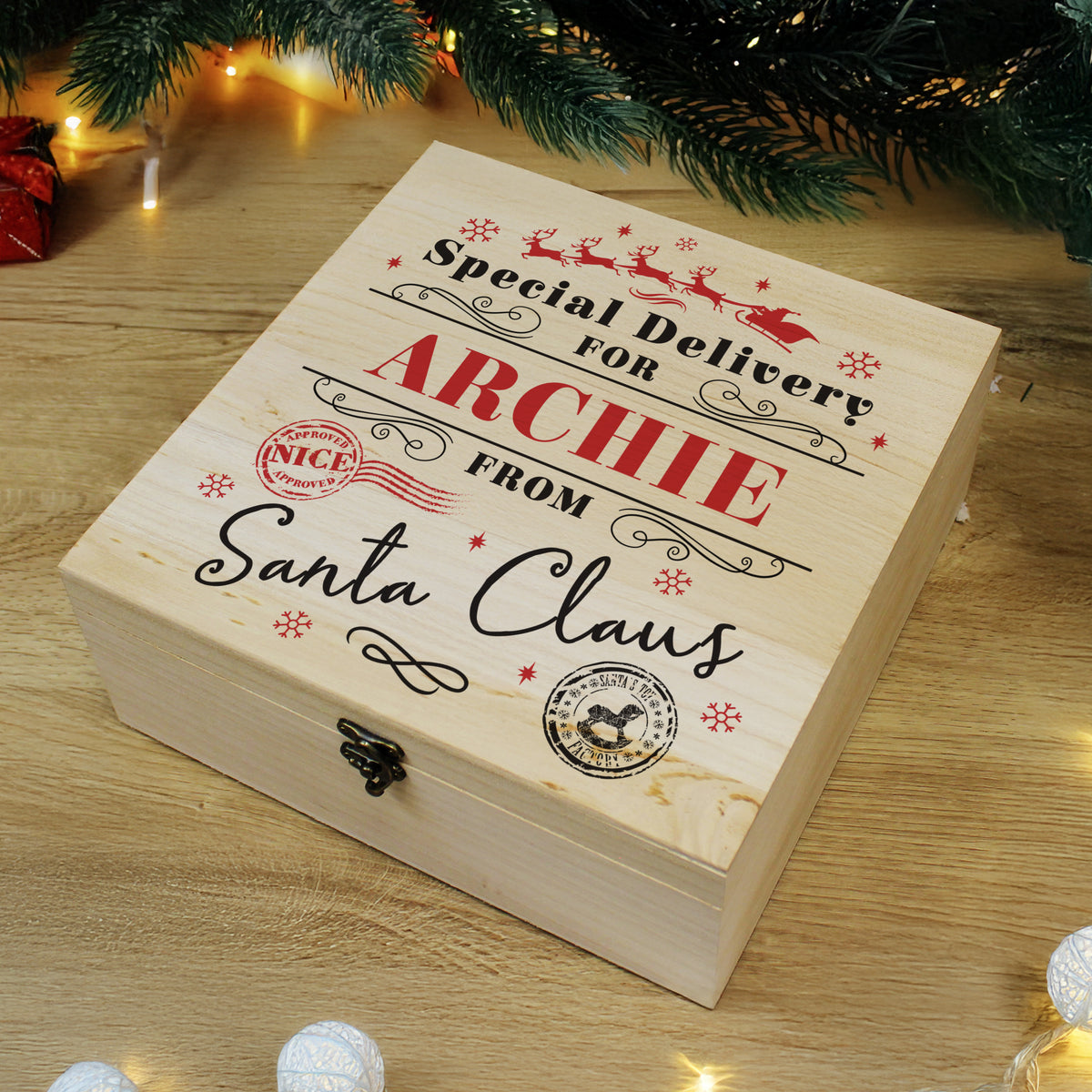 Personalised Special Delivery from Santa Christmas Eve Box with personalised text, view 5