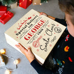Personalised Special Delivery from Santa Claus wooden Christmas Eve box under the tree