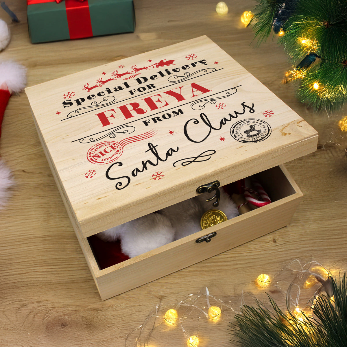Personalised Special Delivery from Santa Christmas Eve Box with personalised text, view 2