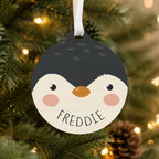 Personalised Penguin Wooden Bauble with personalised text, view 4