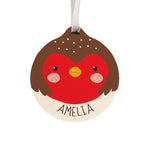 Personalised Robin Wooden Bauble with personalised text, view 3