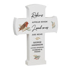 Personalised Robin Memorial Wooden Cross with personalised text, view 3