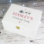 Personalised White Wooden Santa Sleigh Christmas Eve Box with personalised text, view 3