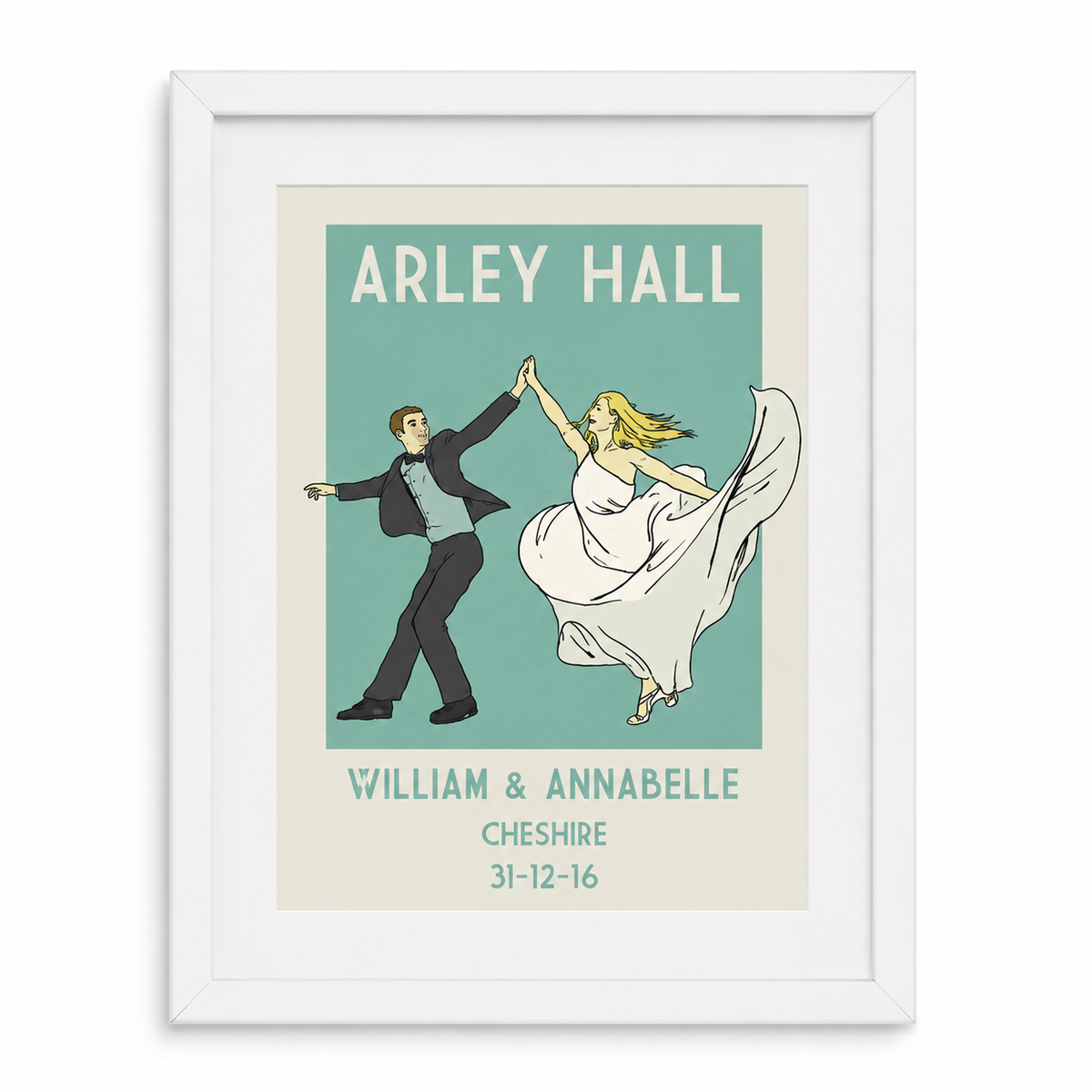 Personalised wedding wall art displayed in a wooden frame, creating a thoughtful keepsake or anniversary gift.