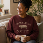 Pig In Blanket Society Novelty Christmas Jumper, Burgundy