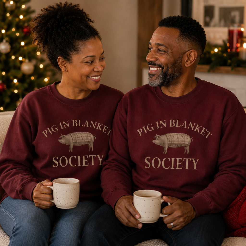Pig In Blanket Society Novelty Christmas Jumper, Burgundy