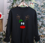 Reindeer face Christmas jumper black