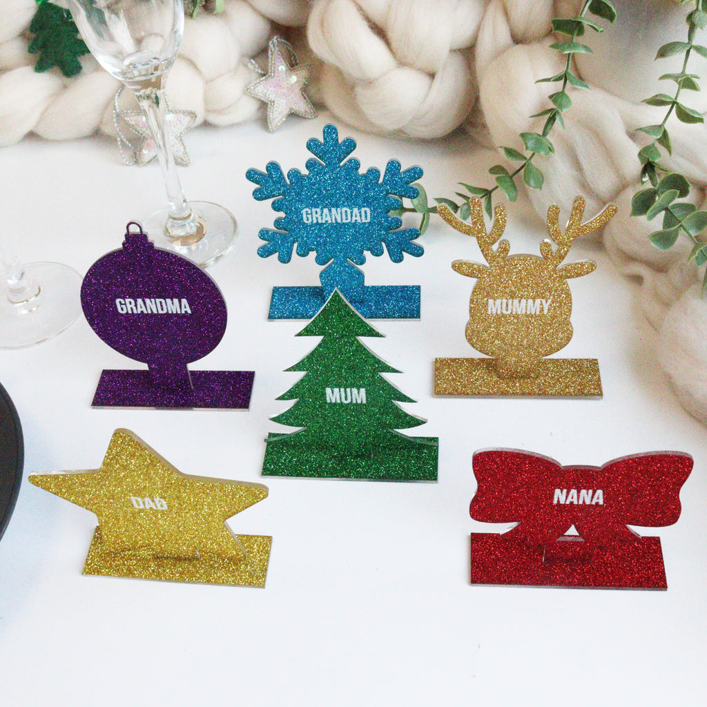 Personalised Red Bow Christmas Place Setting