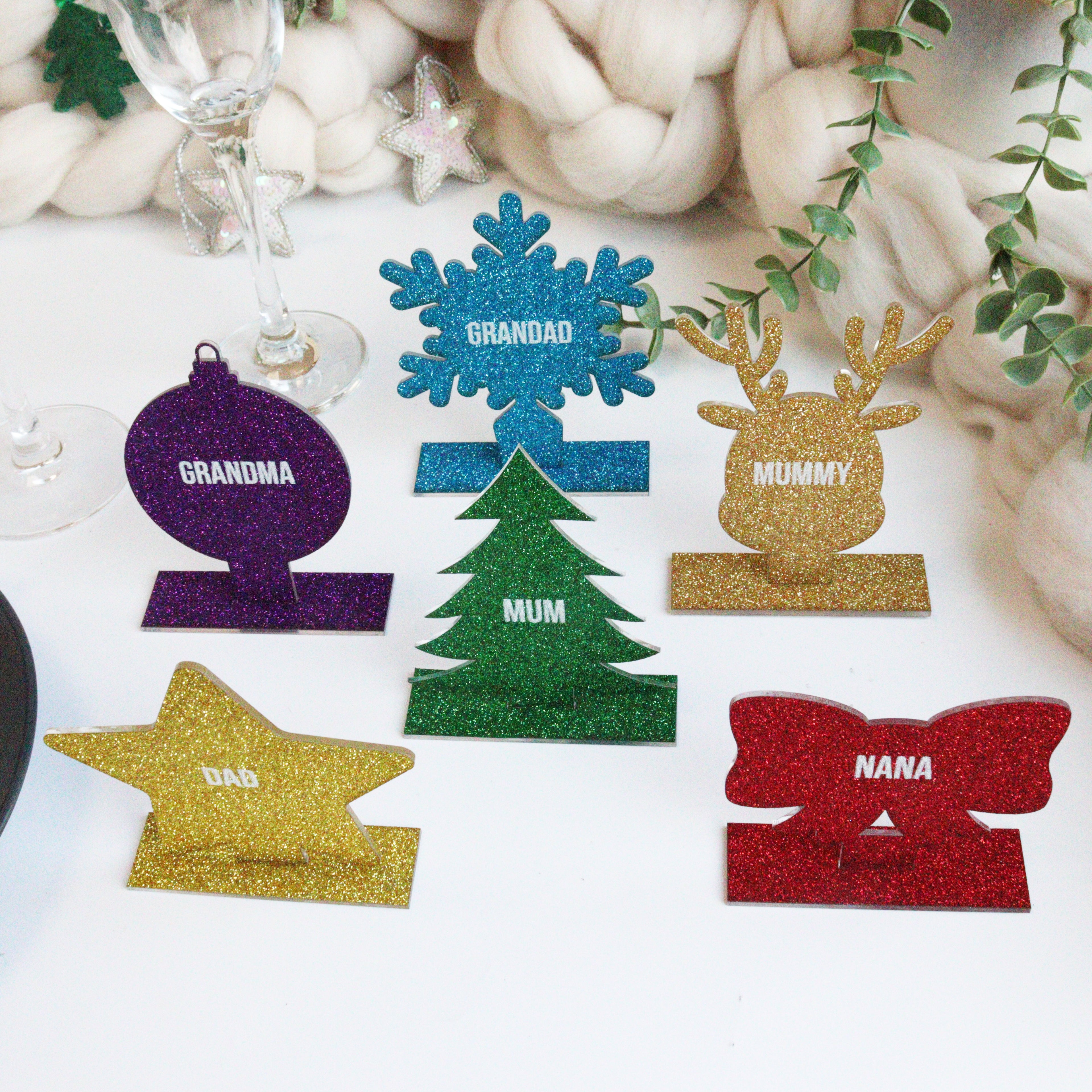 Personalised Red Bow Christmas Place Setting