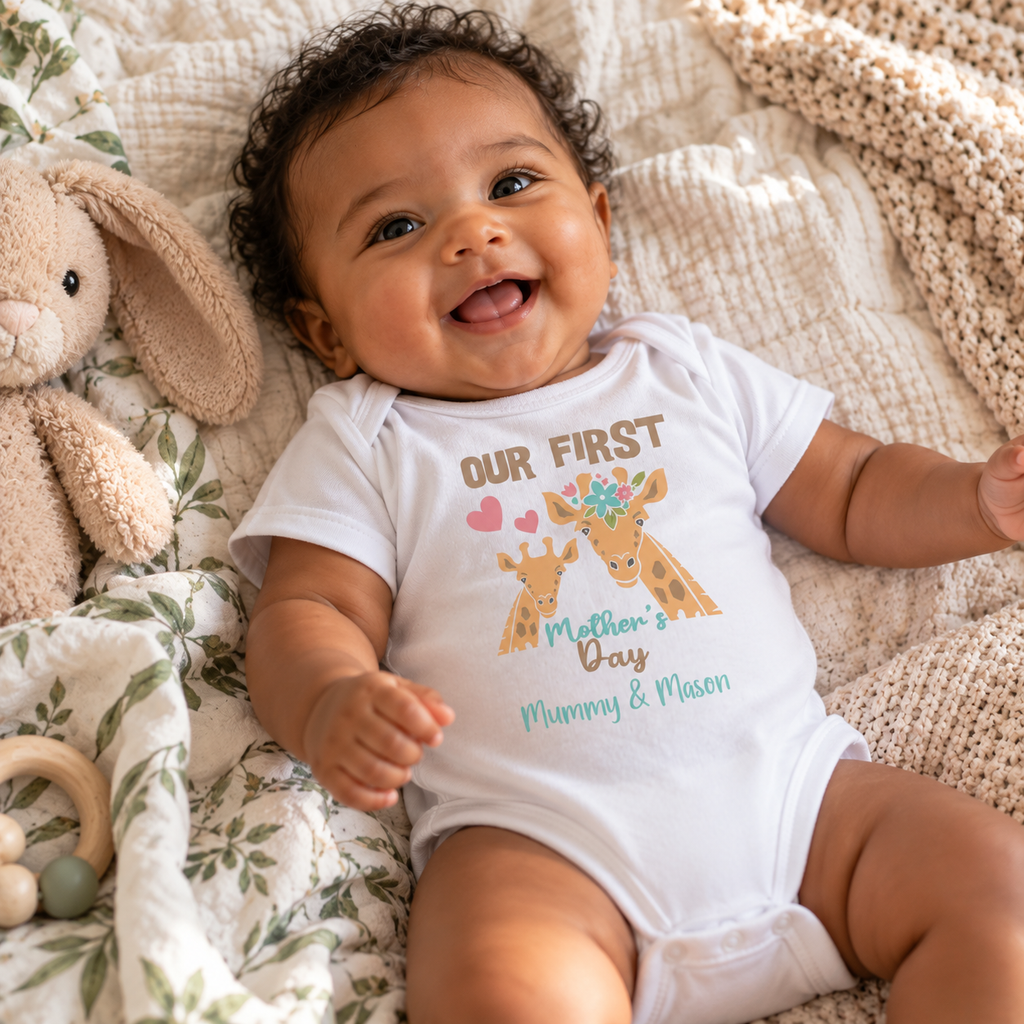 First Mother's Day Giraffe Baby Grow