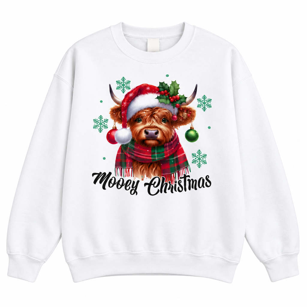Mooey Christmas Highland Cow Jumper
