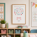 Personalised thank you teacher heart print with pupils' names
