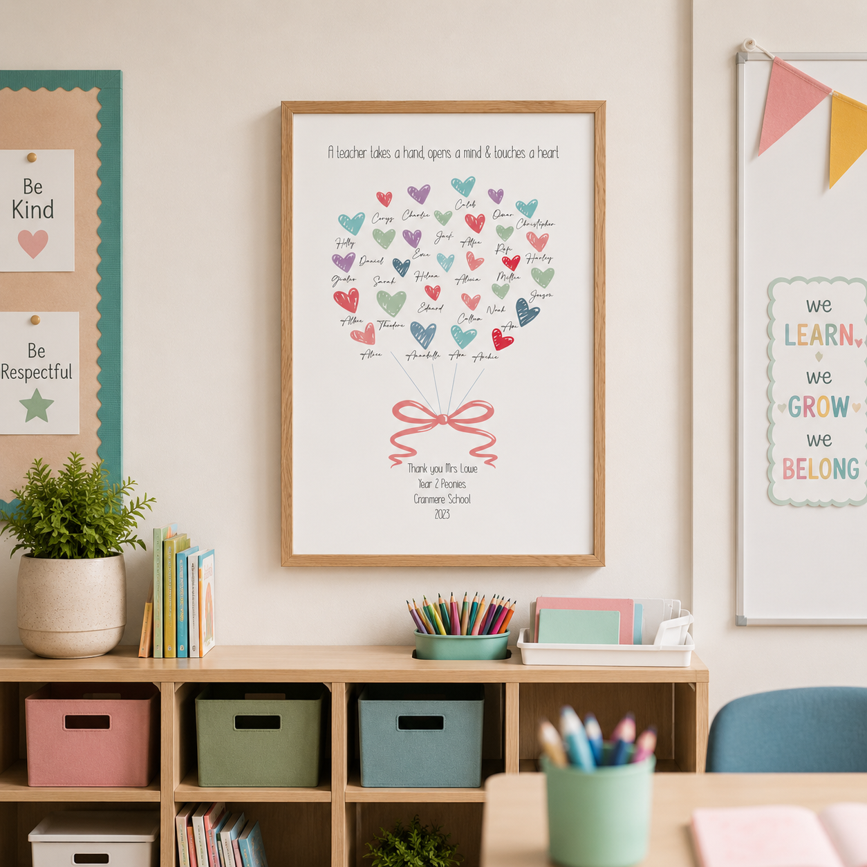 Personalised Thank You Teacher Heart Print