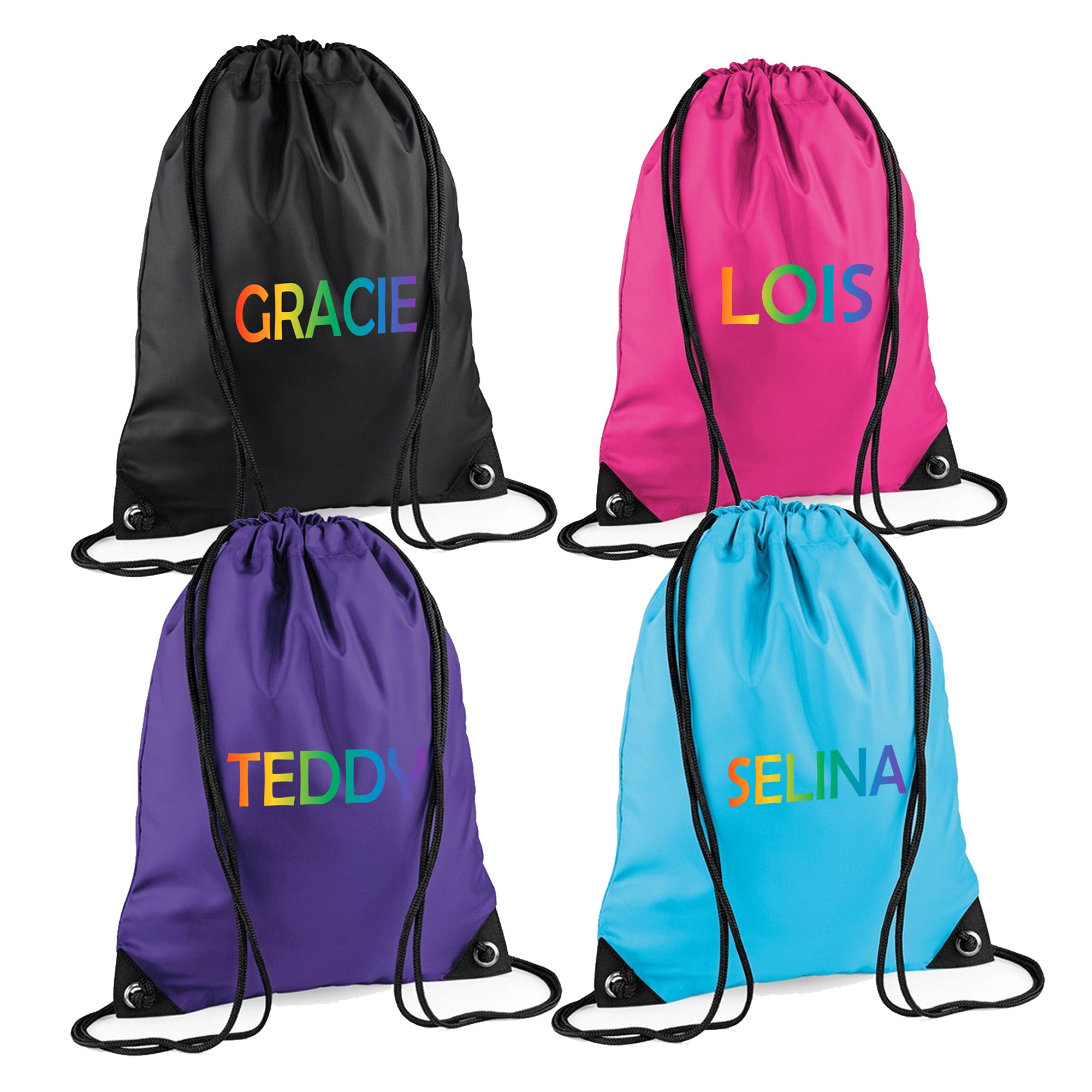 Personalised Rainbow PE Drawstring Bag