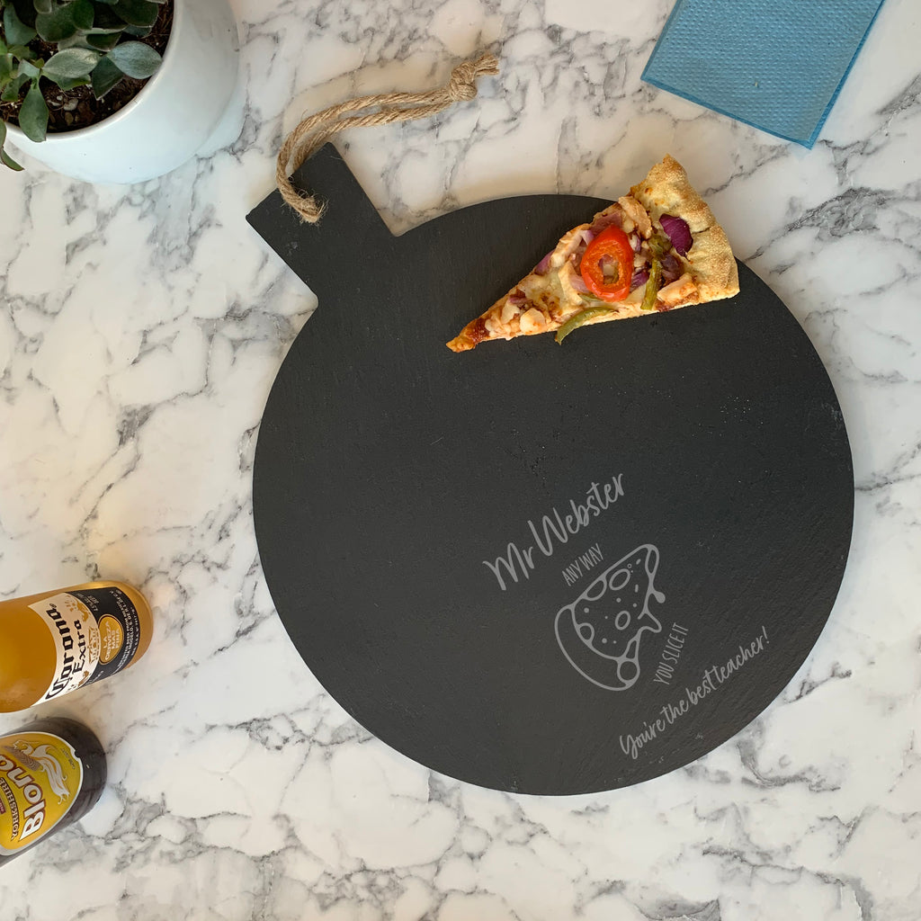 Engraved pizza board gift for teacher, mentor, or tutor appreciation