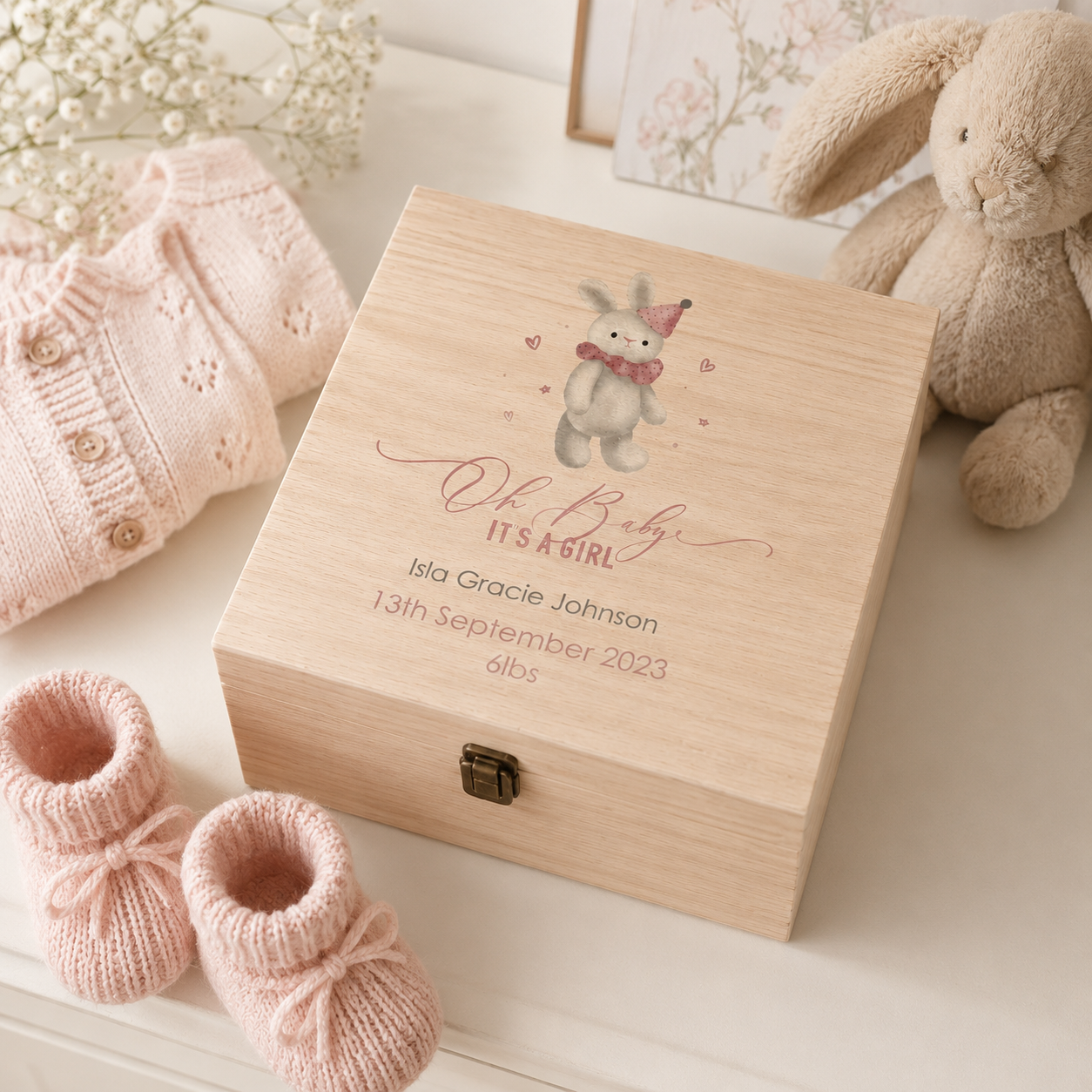 Personalised New Baby Girl Gift Box