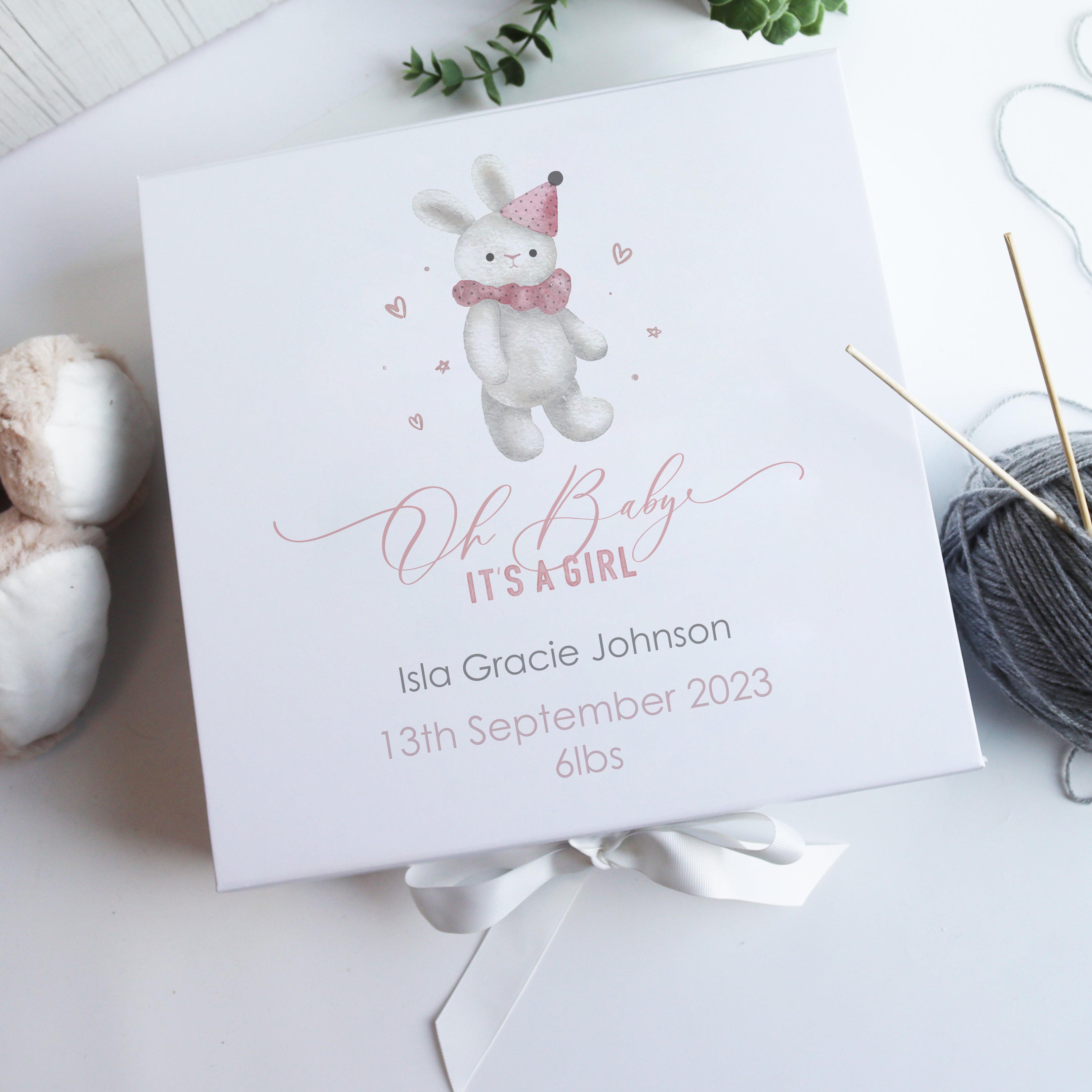 Personalised New Baby Girl Gift Box