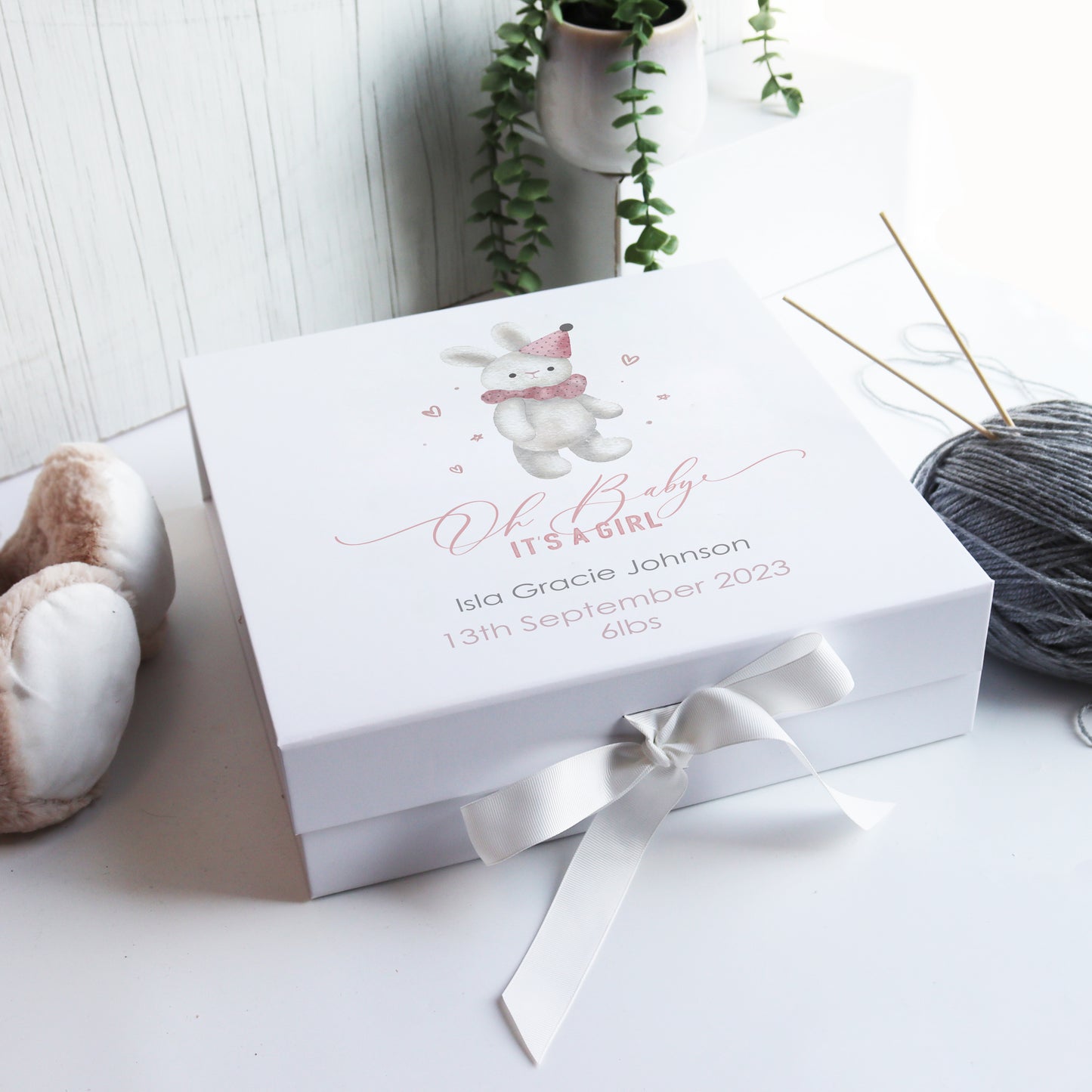 Personalised New Baby Girl Gift Box