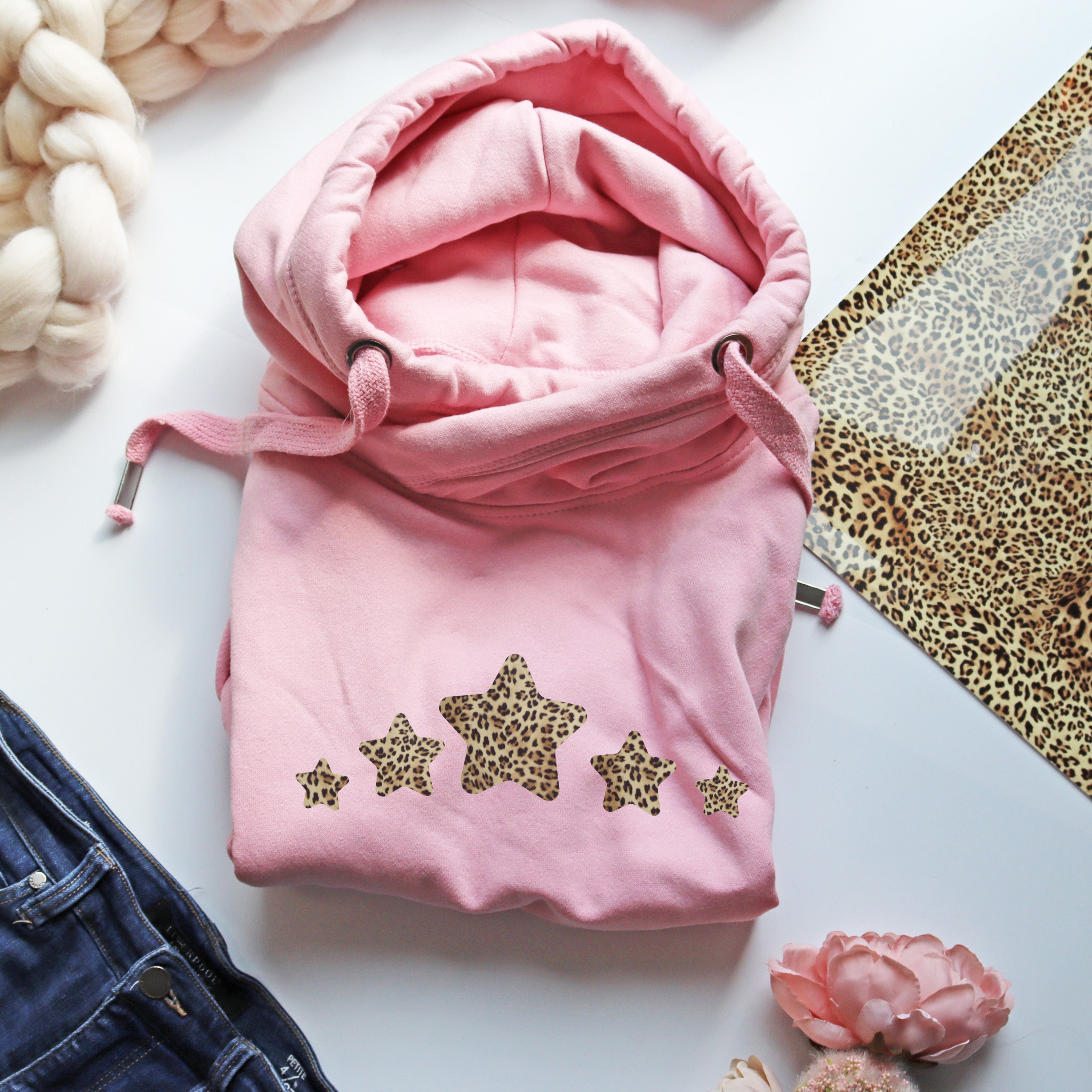 Luxe Cross Neck Pink Hoodie