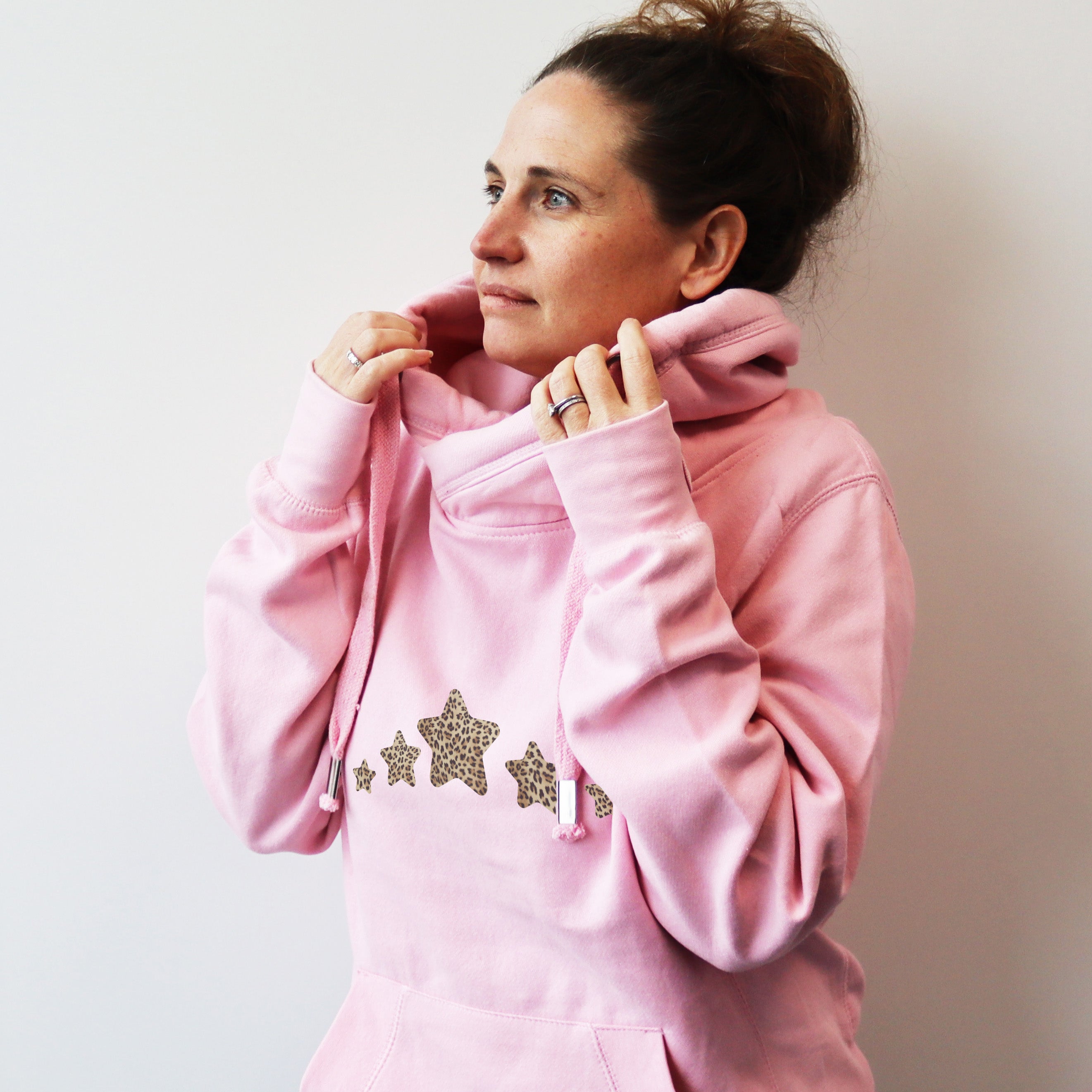 Luxe Cross Neck Pink Hoodie