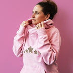 Luxe Cross Neck Pink Hoodie