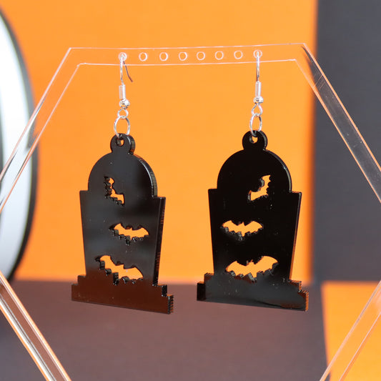 Bat And Tombstone Earrings