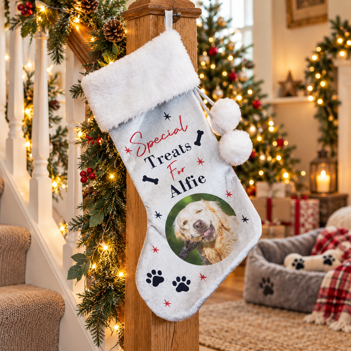 Personalised Dog Photo Christmas Stocking