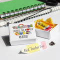 Personalised Best Teacher Ever pin badge in mini matchbox gift.