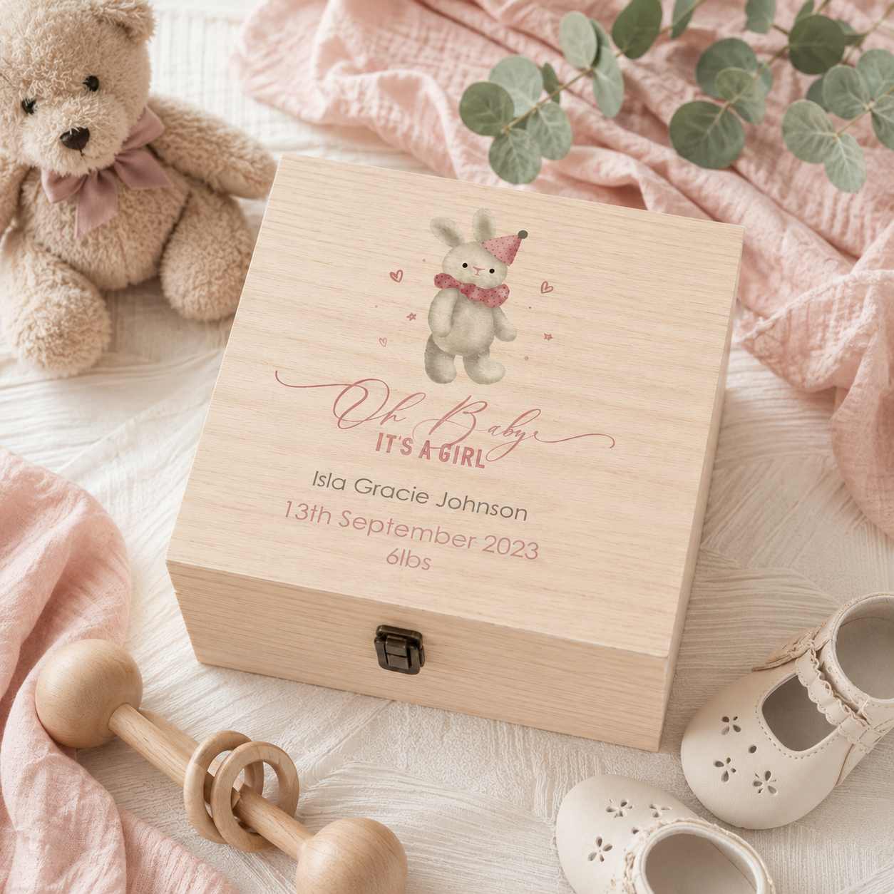 Personalised New Baby Girl Gift Box