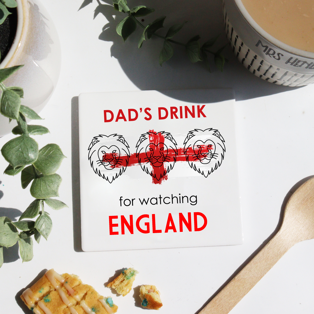 Personalised 3 Lions Ceramic Coaster