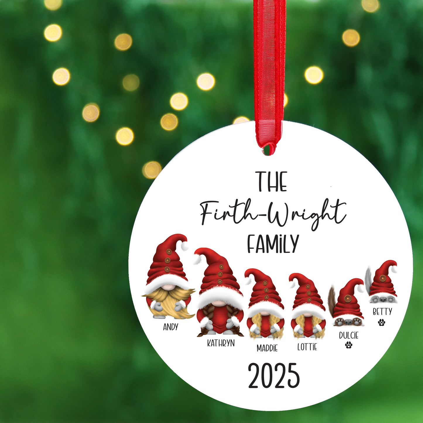 Personalised Family Gonk Christmas Bauble