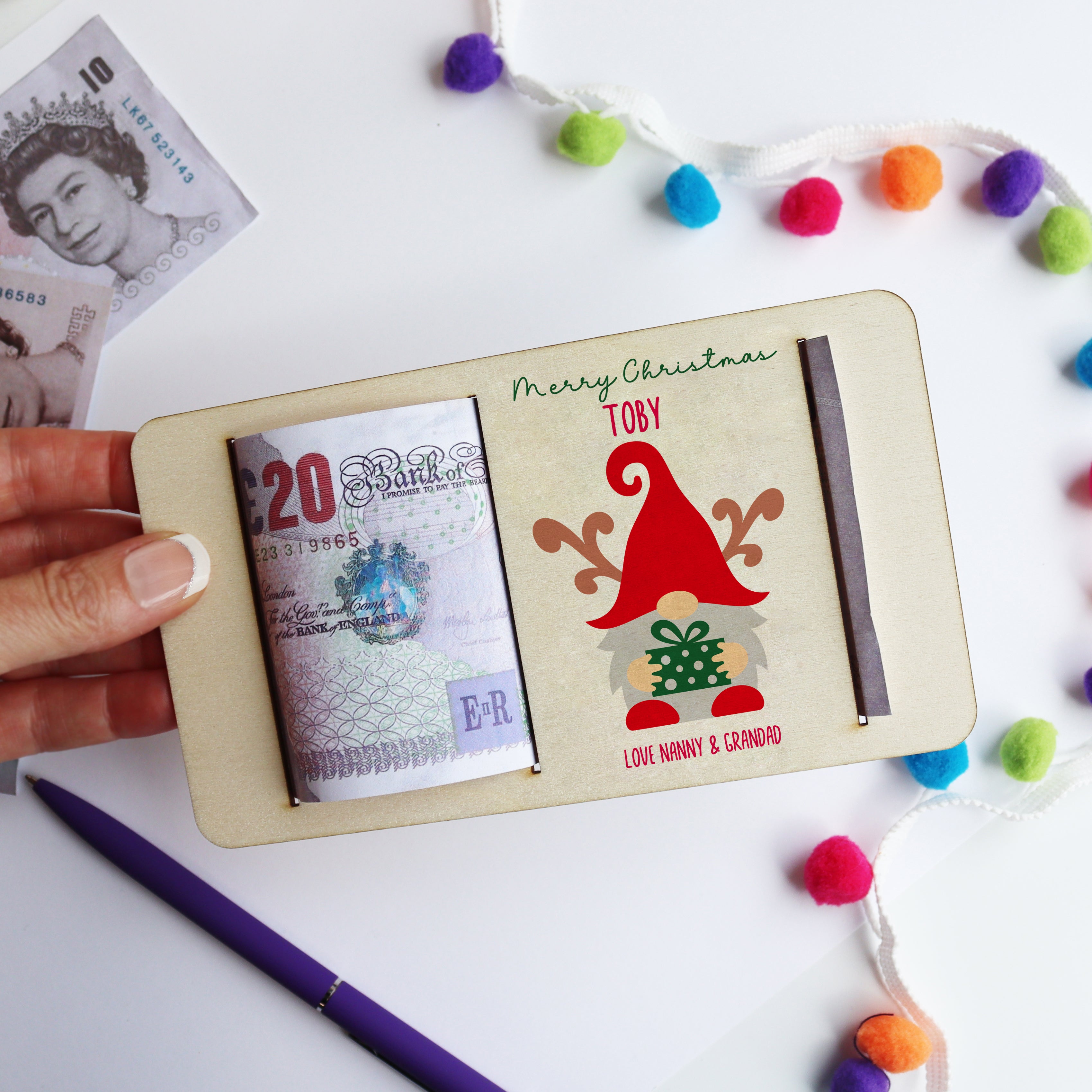 Personalised Christmas Gonk Money Holder