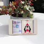 Personalised Christmas Penguin Money Holder