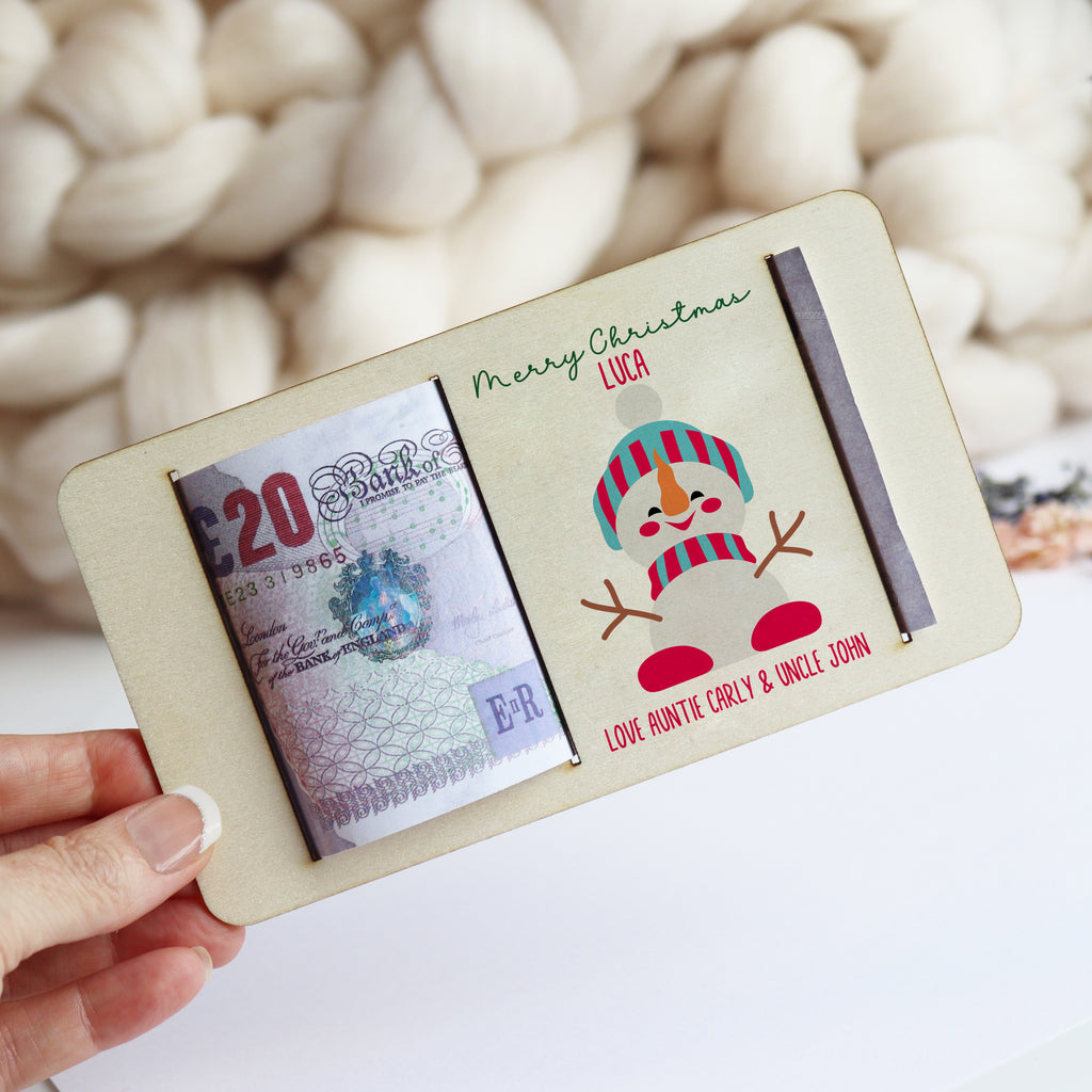 Personalised Snowman Christmas Money Holder