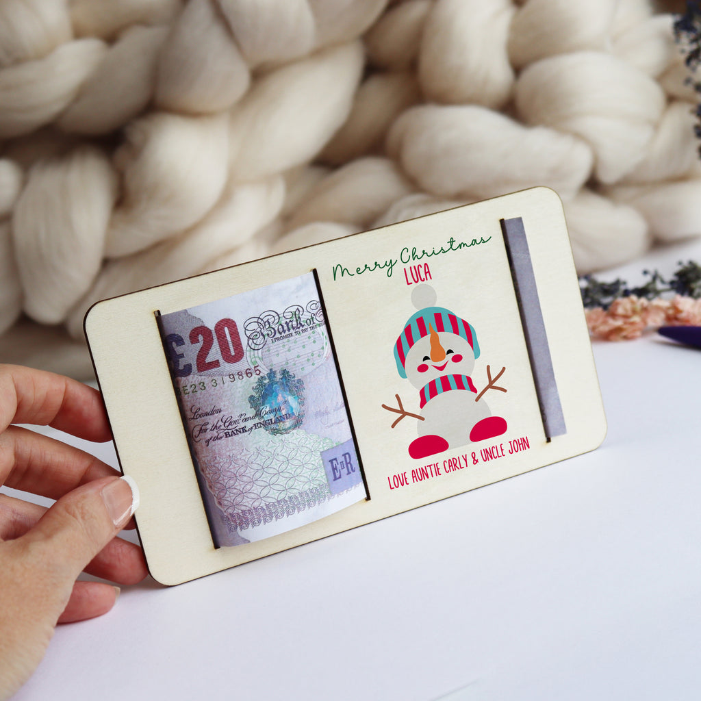 Personalised Snowman Christmas Money Holder