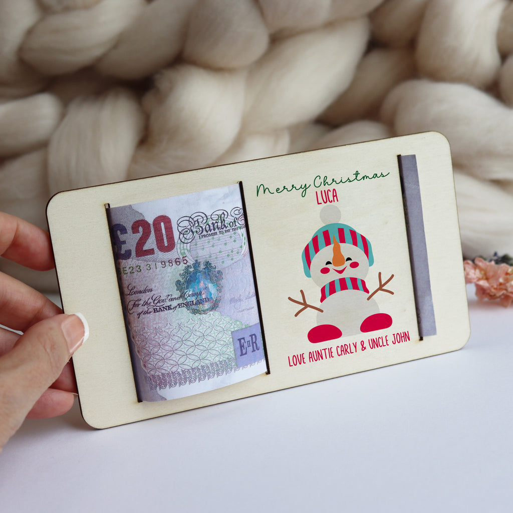 Personalised Snowman Christmas Money Holder