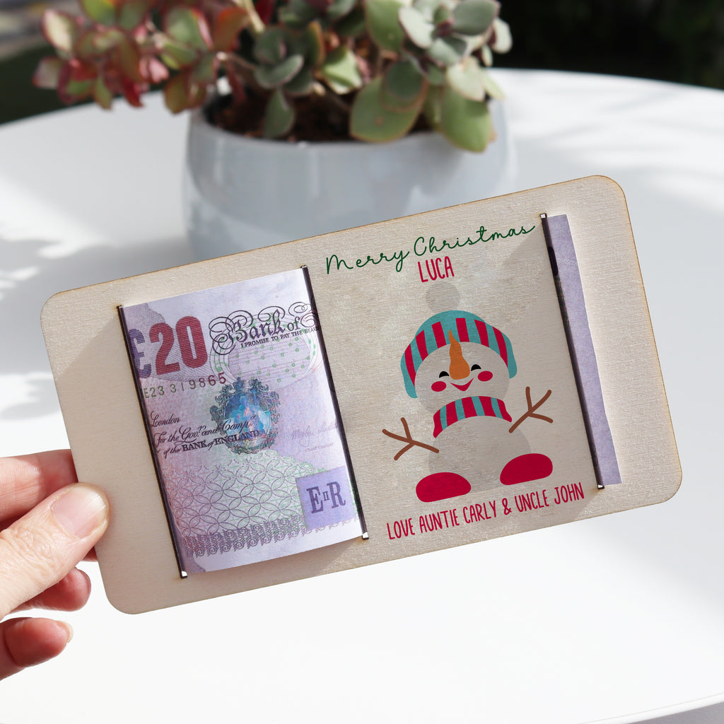 Personalised Snowman Christmas Money Holder