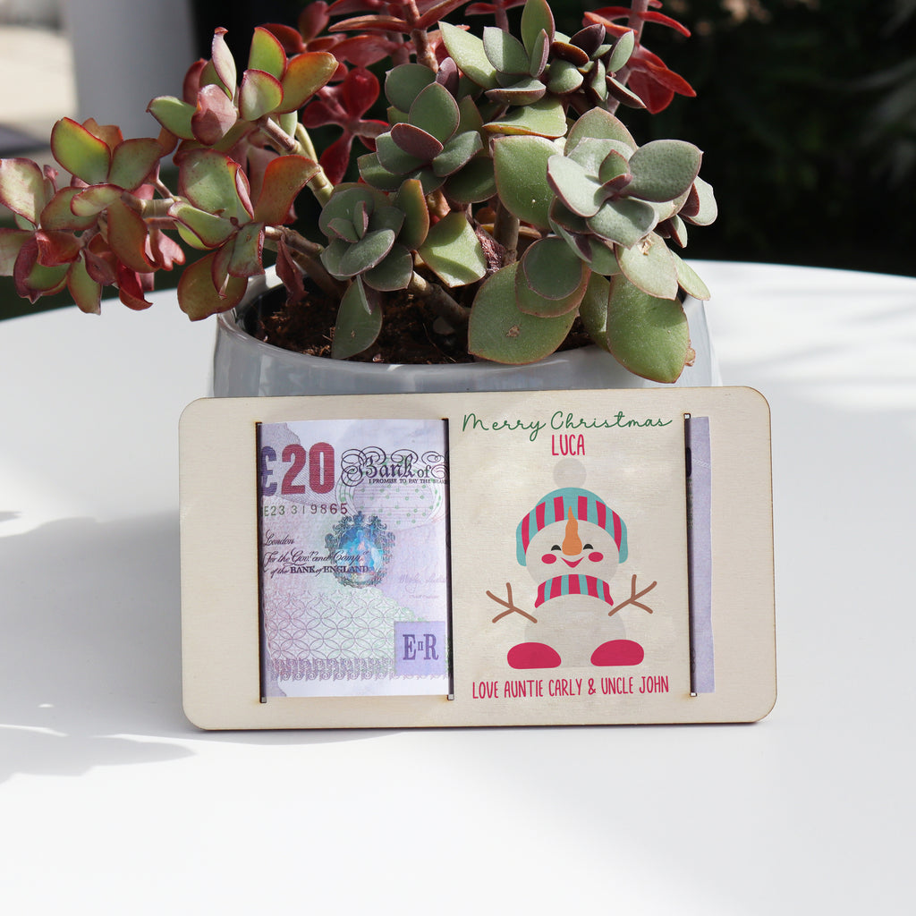 Personalised Snowman Christmas Money Holder
