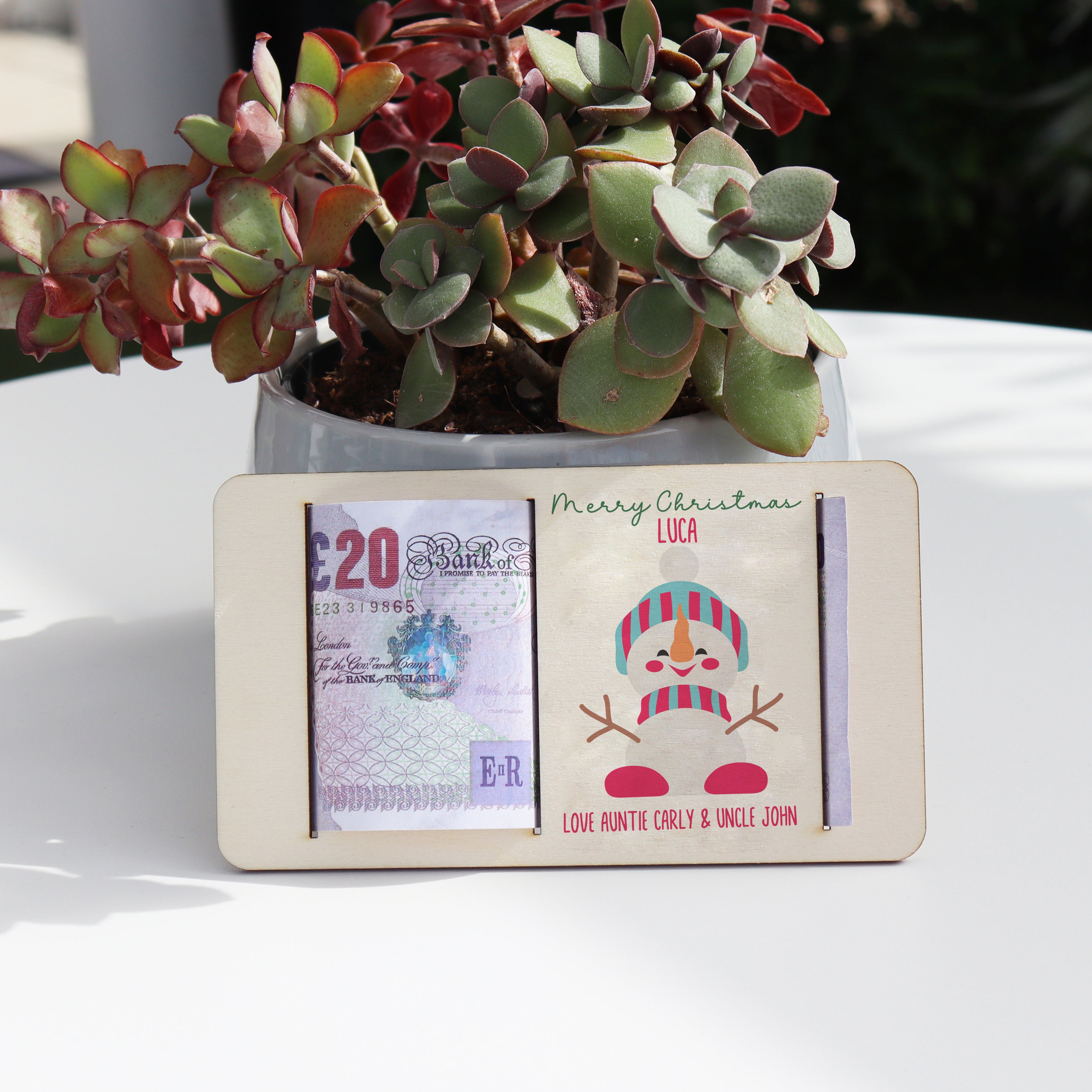 Personalised Snowman Christmas Money Holder