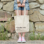 Cotton tote bag with a humorous Yorkshire 'Chuffin'eck' definition print