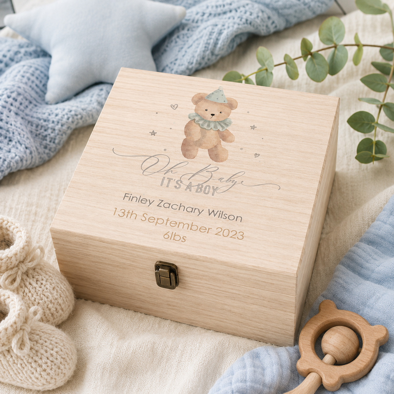 Personalised Baby Boy Keepsake Gift Box