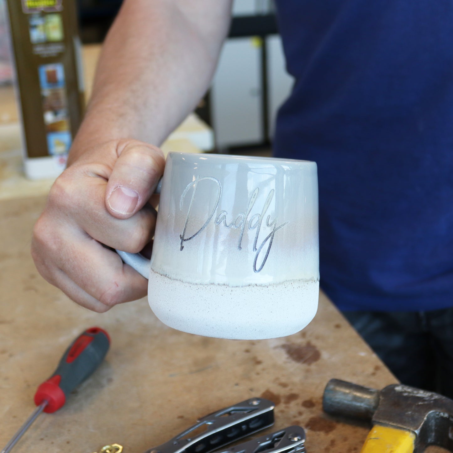 Stoneware Glazed Hand Engraved Mug
