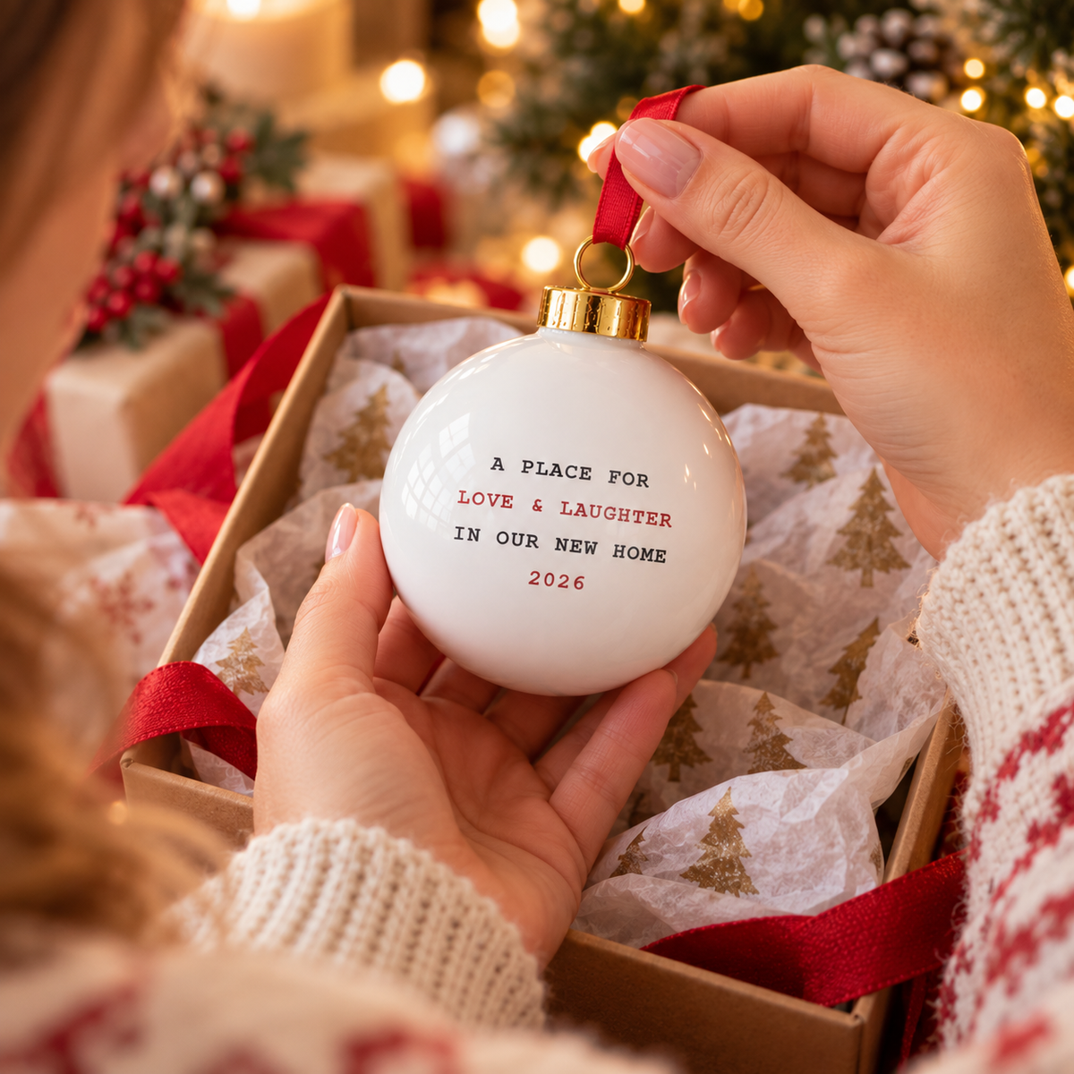 Personalised Watercolour House Ceramic Bauble