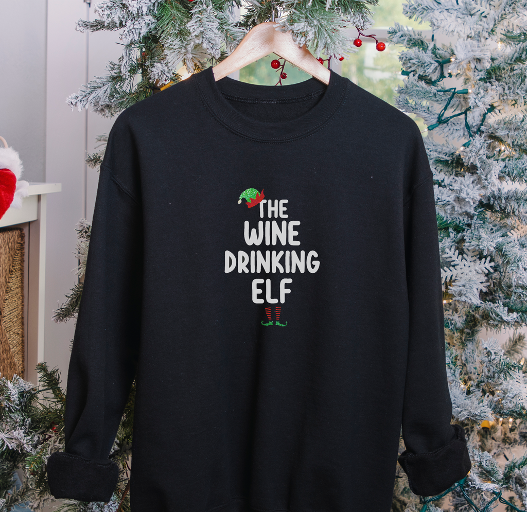 Christmas Wine Drinking Elf Jumper