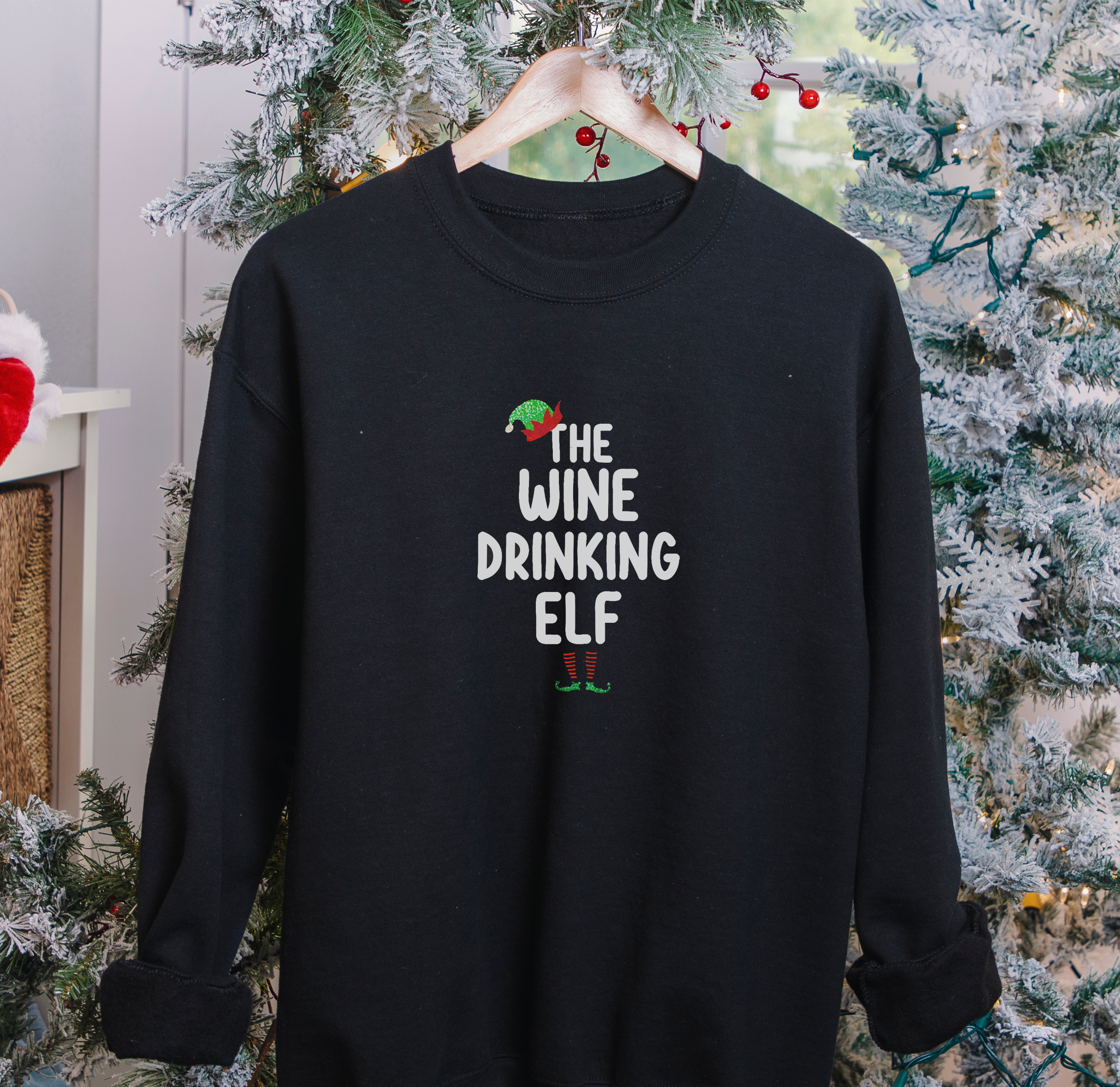 Christmas Wine Drinking Elf Jumper