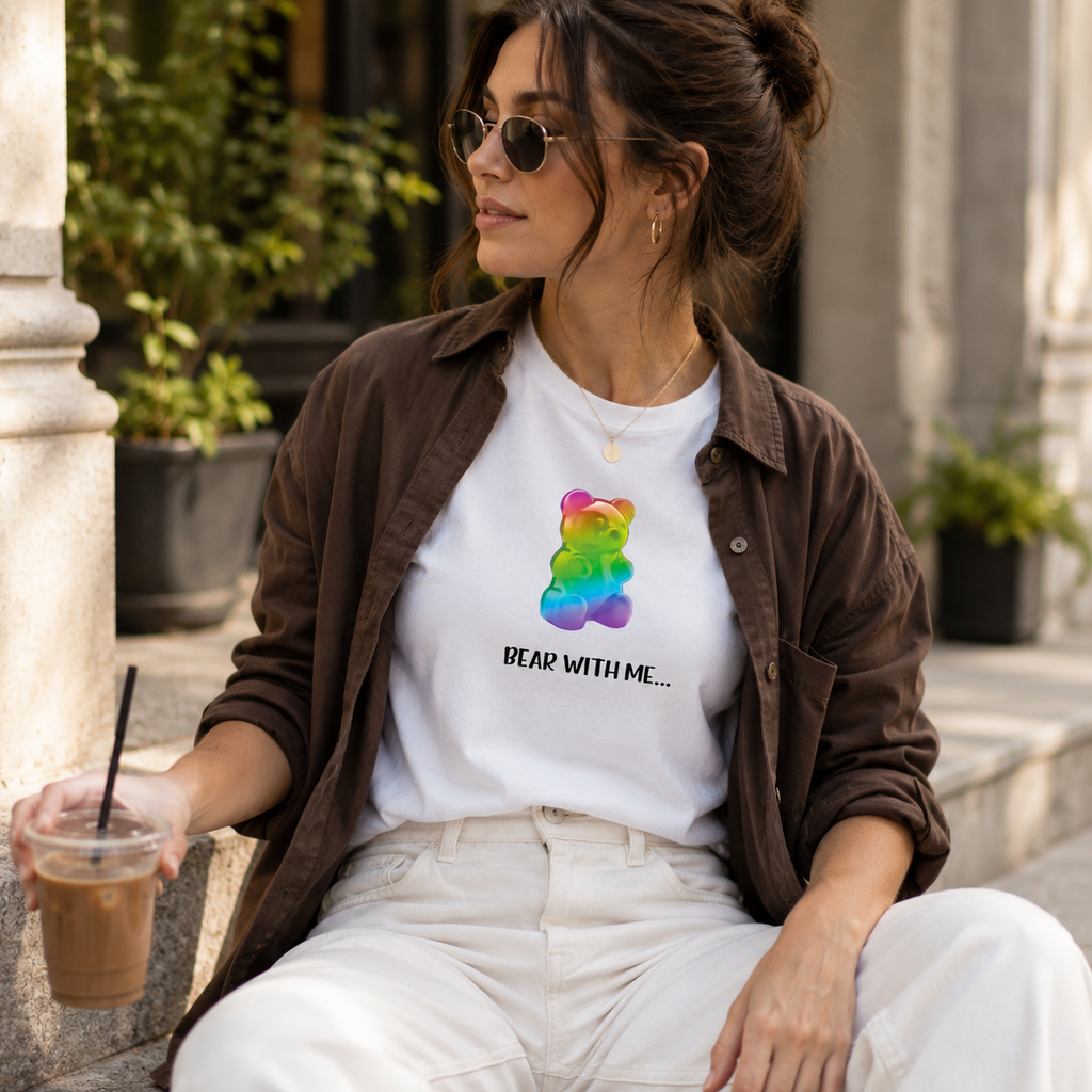 Bear With Me Gummy Bear T-Shirt | Funny Cute Graphic Tee