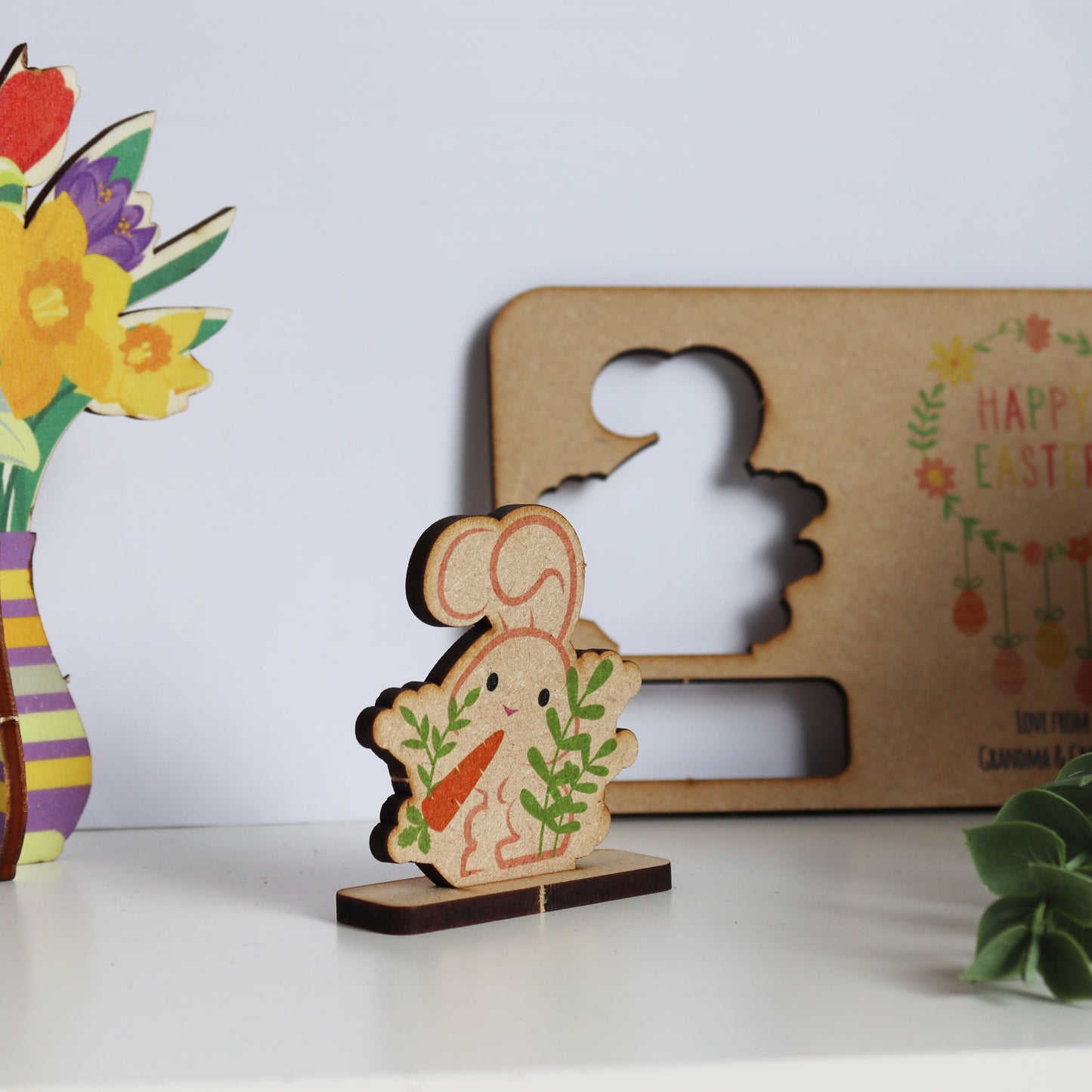 Pop Out Wooden Easter Bunny Card