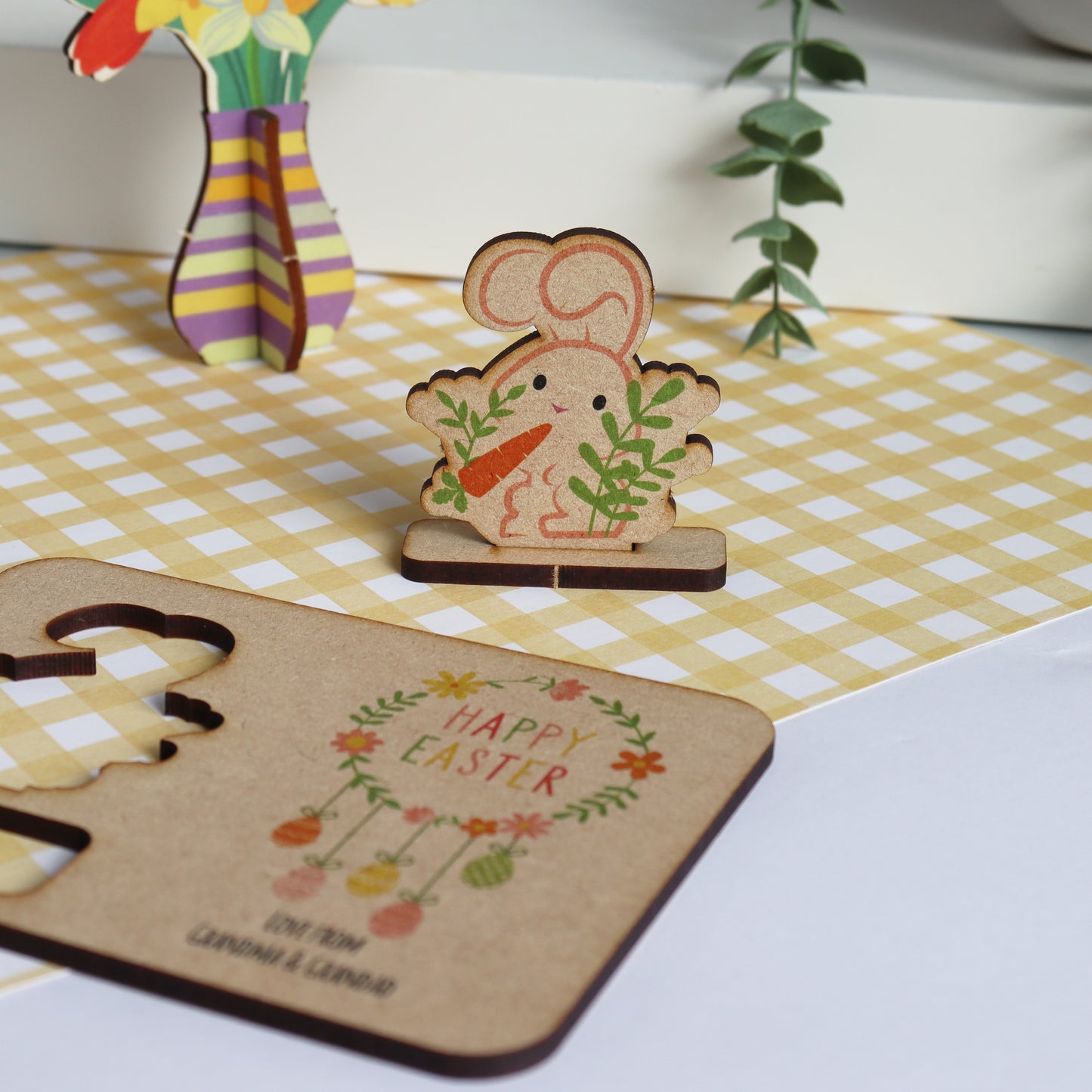 Pop Out Wooden Easter Bunny Card