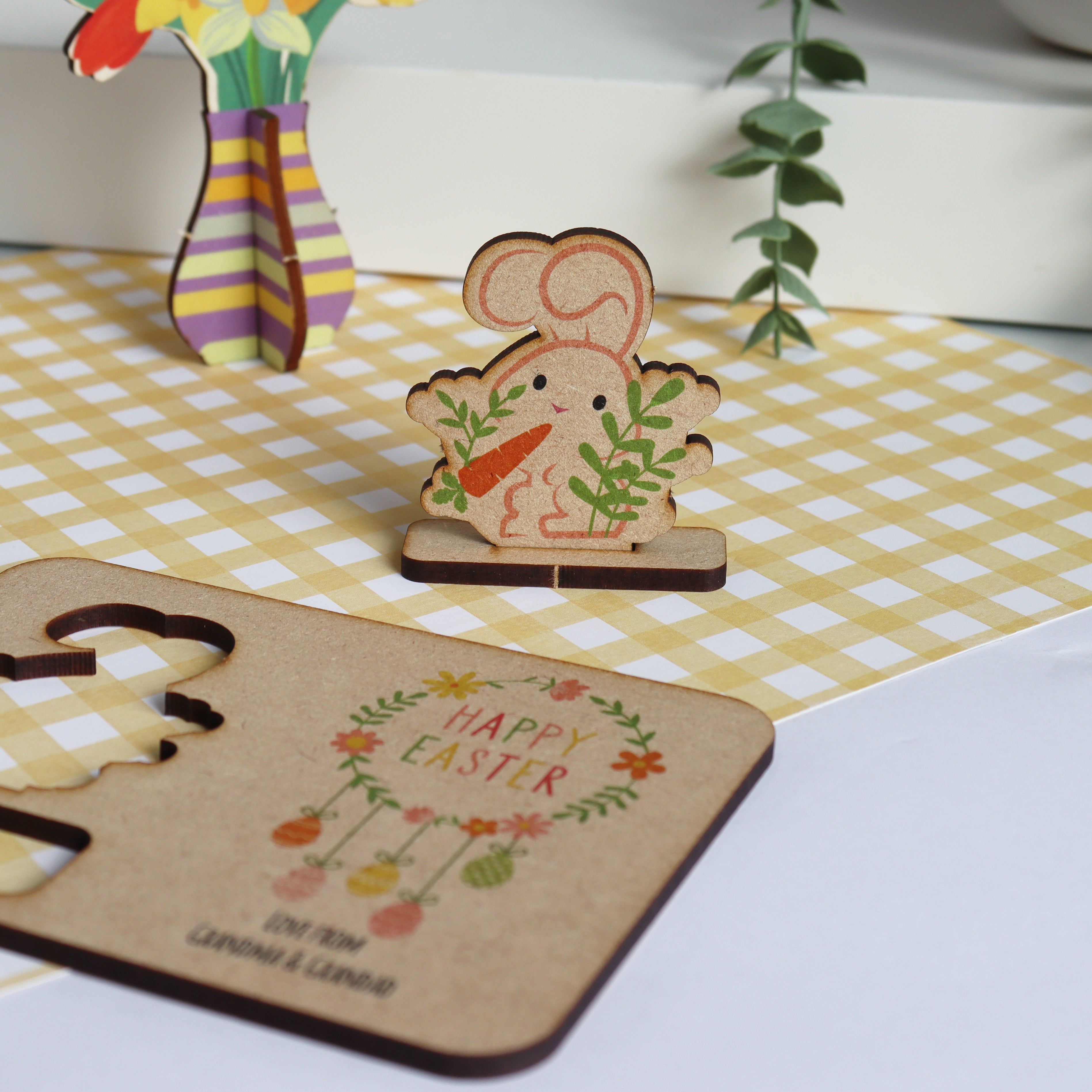 Pop Out Wooden Easter Bunny Card