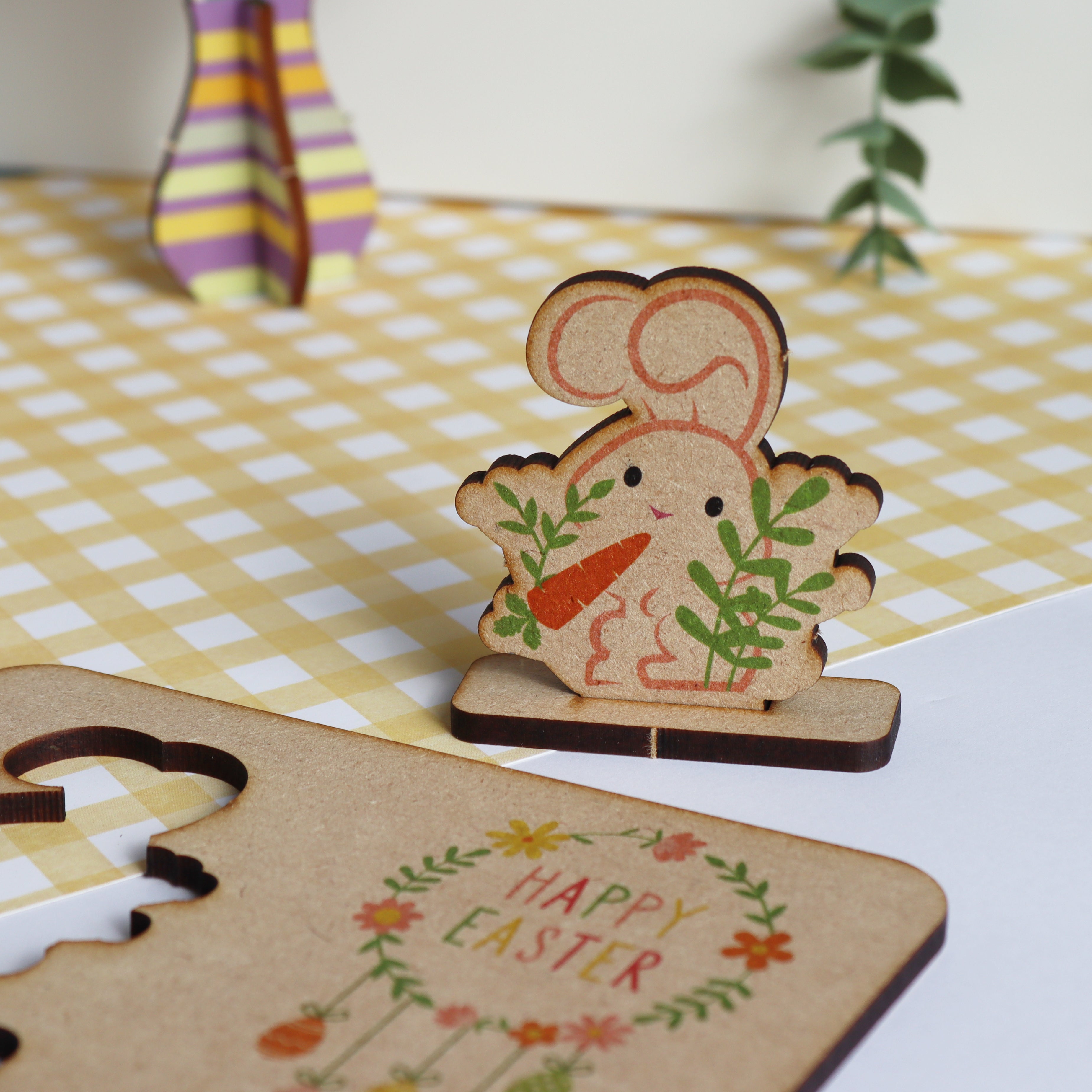 Pop Out Wooden Easter Bunny Card